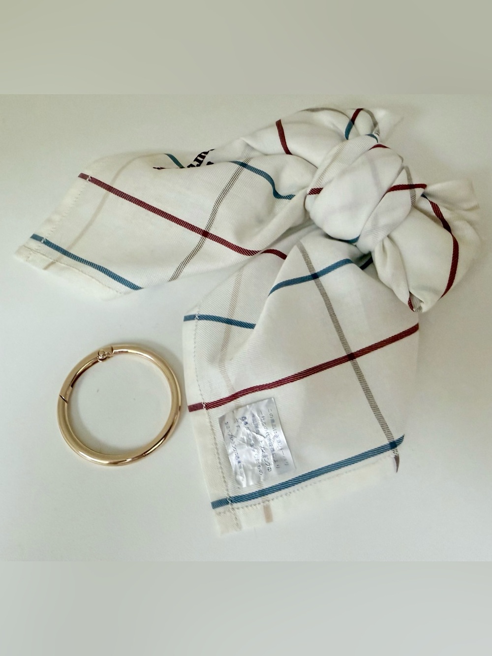BURBERRYS Vintage 90’s Classic Check Handkerchief Scarf Bow Charm Hair-Clip - Picture 7 of 15